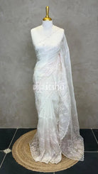 ORGANZA EMBROIDERY SAREE - LIGHT PINK