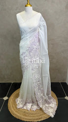 ORGANZA EMBROIDERY SAREE - LILAC