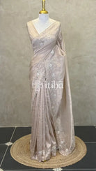 ORGANZA EMBROIDERY SAREE - NUDE PINK