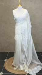 ORGANZA EMBROIDERY SAREE - OFF WHITE