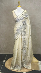 ORGANZA EMBROIDERY SAREE - PASTEL BLUE