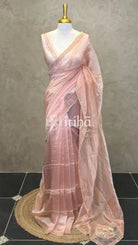 ORGANZA EMBROIDERY SAREE - PASTEL PEACH