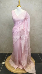 ORGANZA EMBROIDERY SAREE - Pink