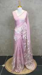 ORGANZA EMBROIDERY SAREE - Pink