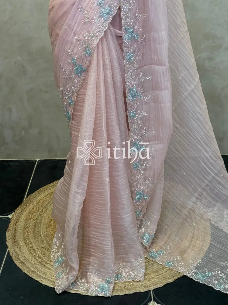 ORGANZA HAND EMBROIDERY DESIGNER SAREE