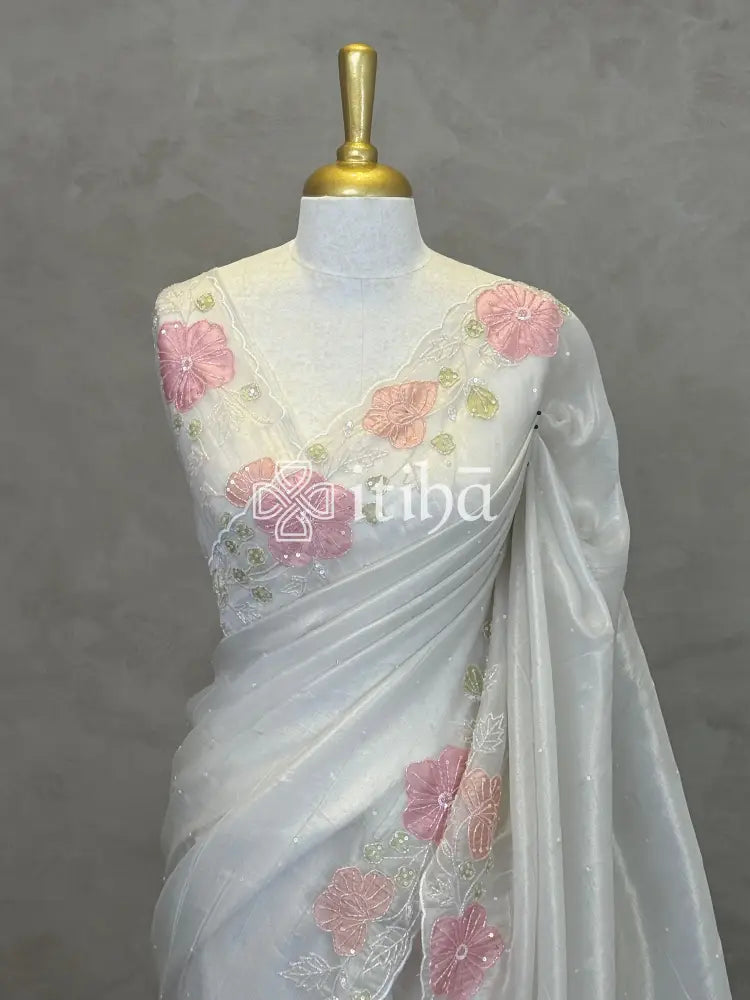 ORGANZA HAND EMBROIDERY DESIGNER SAREE