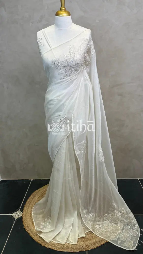 ORGANZA HAND EMBROIDERY DESIGNER SAREE