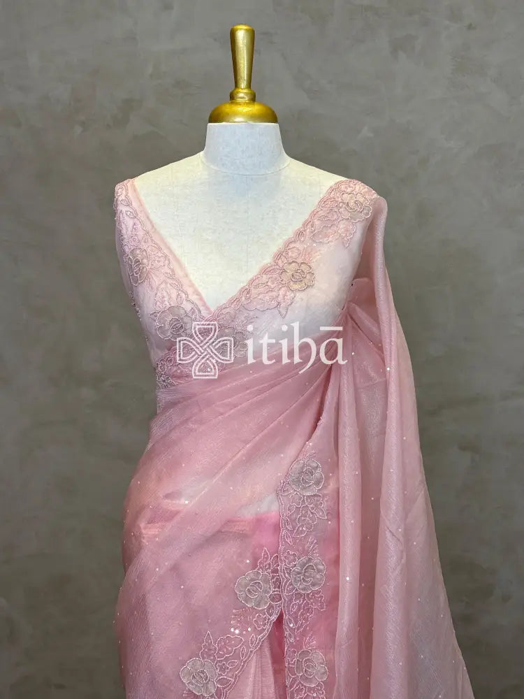 ORGANZA HAND EMBROIDERY DESIGNER SAREE