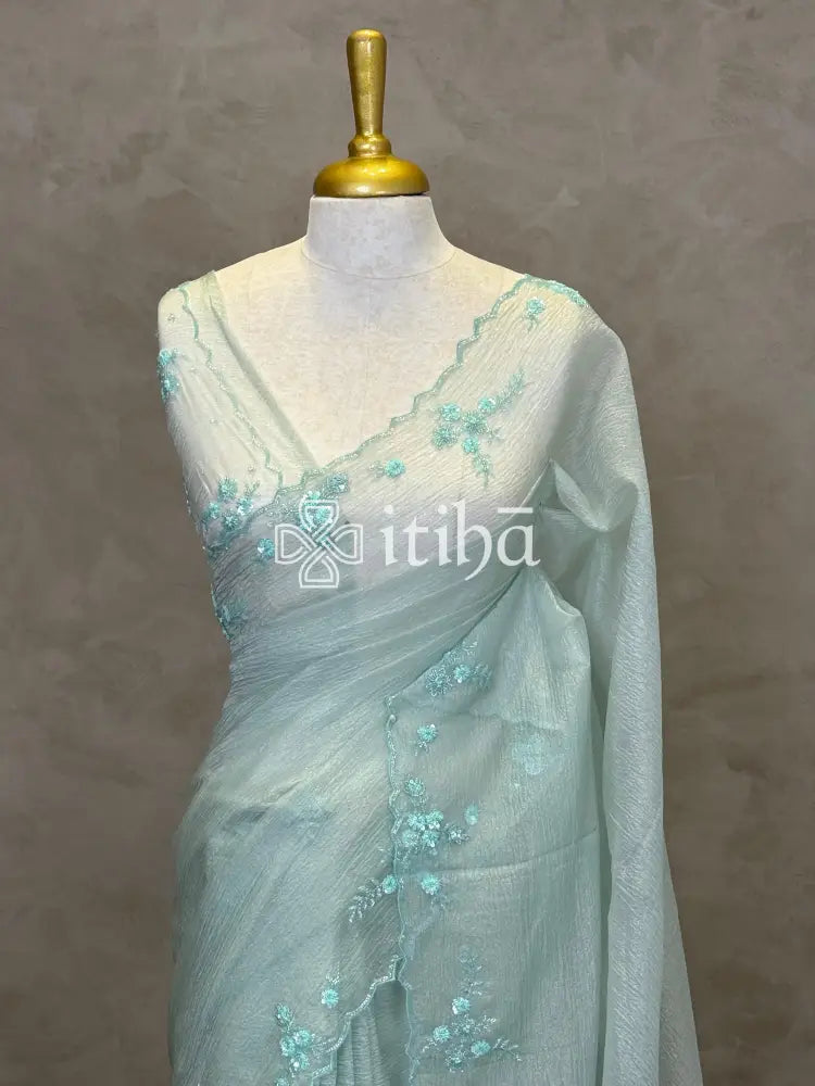 ORGANZA HAND EMBROIDERY DESIGNER SAREE