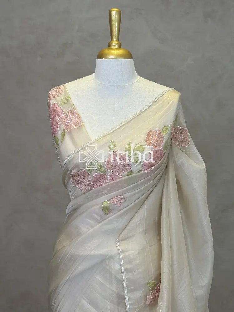 ORGANZA HAND EMBROIDERY DESIGNER SAREE