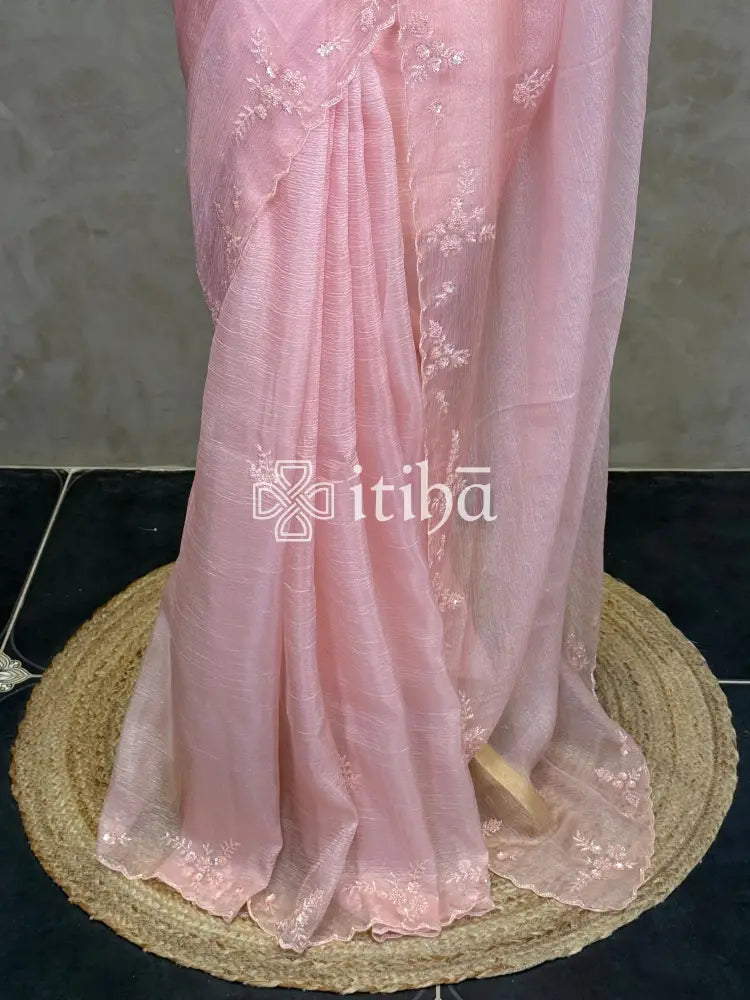 ORGANZA HAND EMBROIDERY DESIGNER SAREE