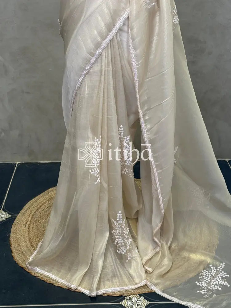 ORGANZA HAND EMBROIDERY DESIGNER SAREE