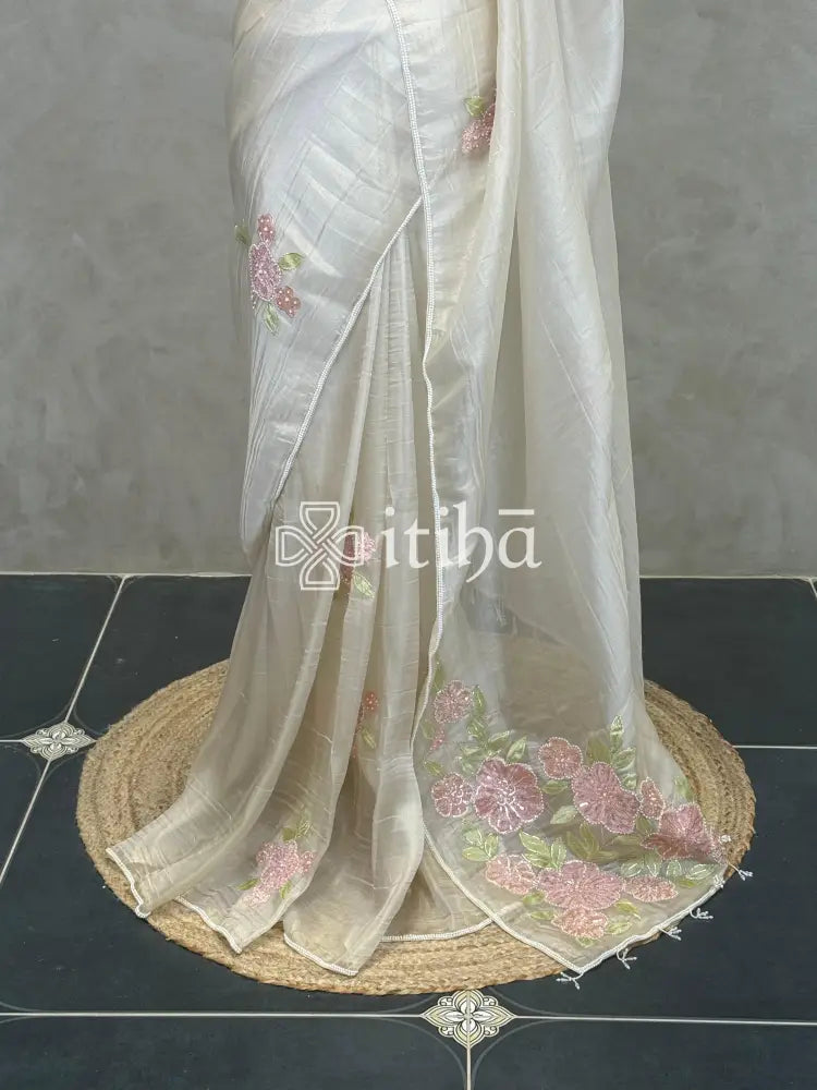 ORGANZA HAND EMBROIDERY DESIGNER SAREE