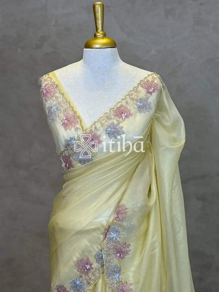 ORGANZA HAND EMBROIDERY DESIGNER SAREE