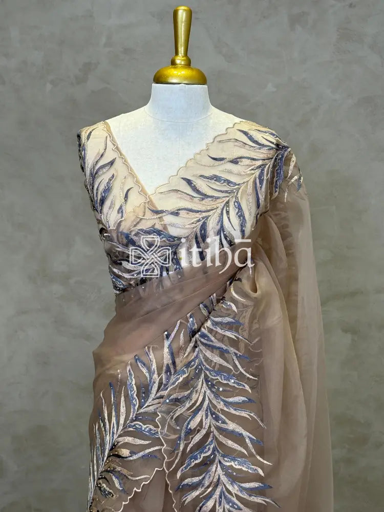 ORGANZA HAND EMBROIDERY DESIGNER SAREE