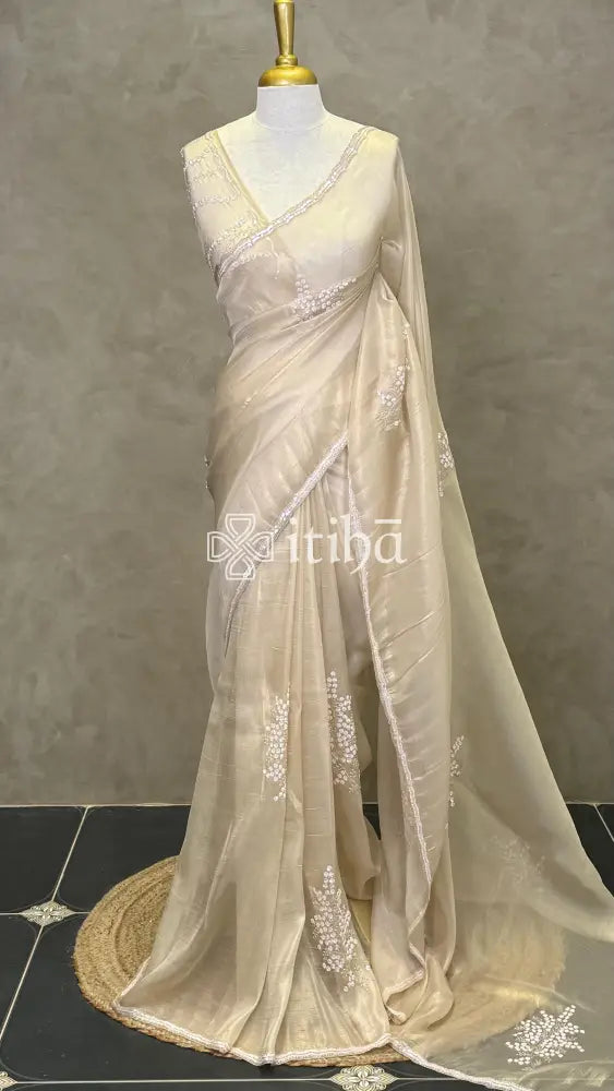 ORGANZA HAND EMBROIDERY DESIGNER SAREE