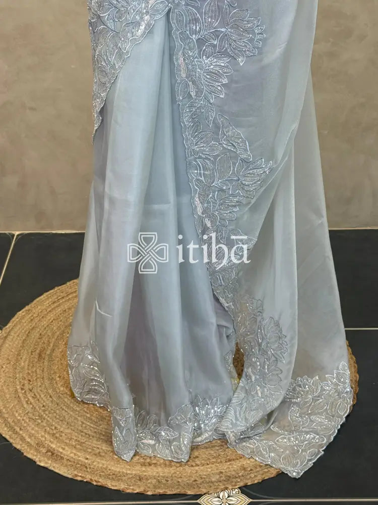 ORGANZA HAND EMBROIDERY DESIGNER SAREE
