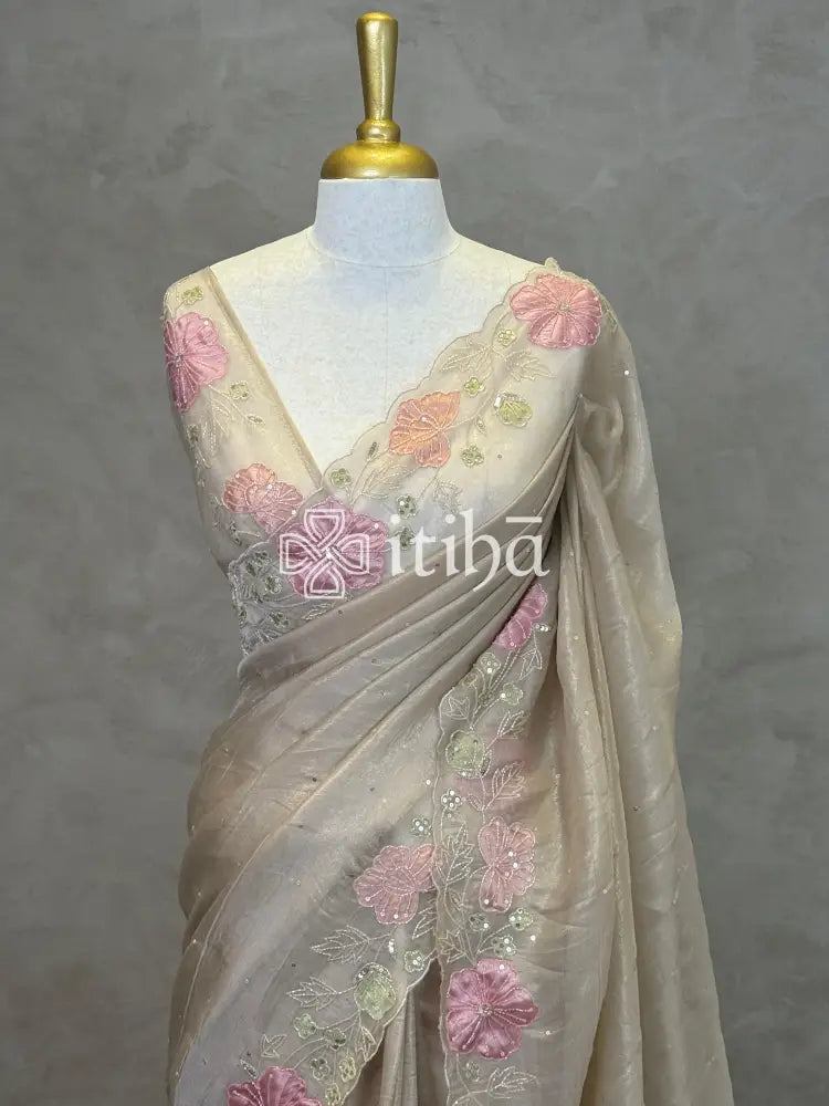 ORGANZA HAND EMBROIDERY DESIGNER SAREE