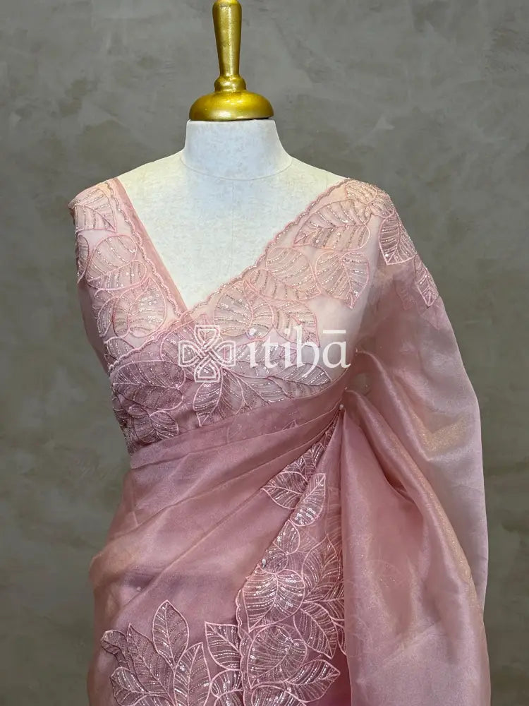 ORGANZA HAND EMBROIDERY DESIGNER SAREE