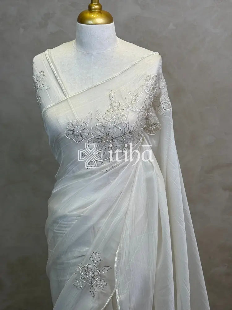 ORGANZA HAND EMBROIDERY DESIGNER SAREE