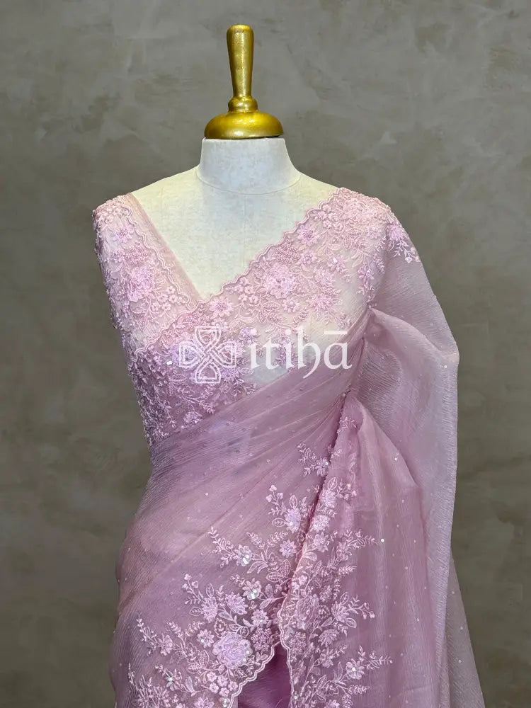 ORGANZA HAND EMBROIDERY DESIGNER SAREE