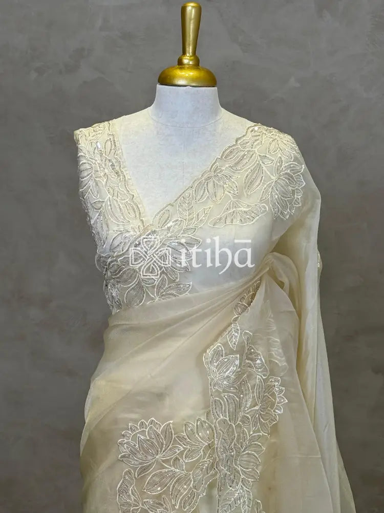 ORGANZA HAND EMBROIDERY DESIGNER SAREE