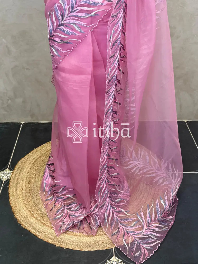 ORGANZA HAND EMBROIDERY DESIGNER SAREE