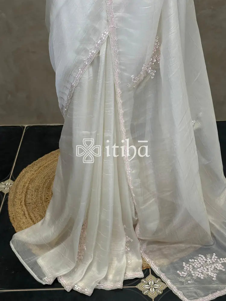 ORGANZA HAND EMBROIDERY DESIGNER SAREE