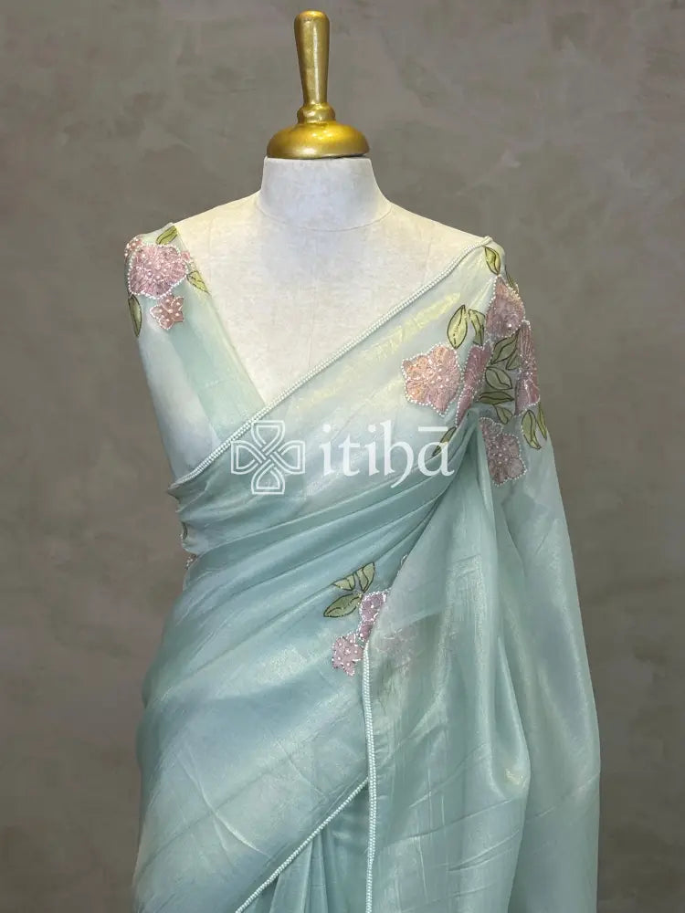 ORGANZA HAND EMBROIDERY DESIGNER SAREE