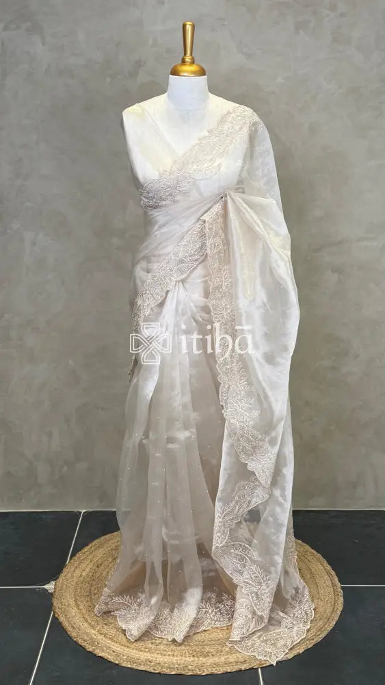 ORGANZA HAND EMBROIDERY DESIGNER SAREE