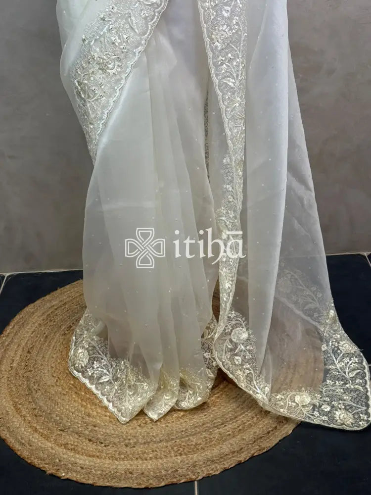 ORGANZA HAND EMBROIDERY DESIGNER SAREE