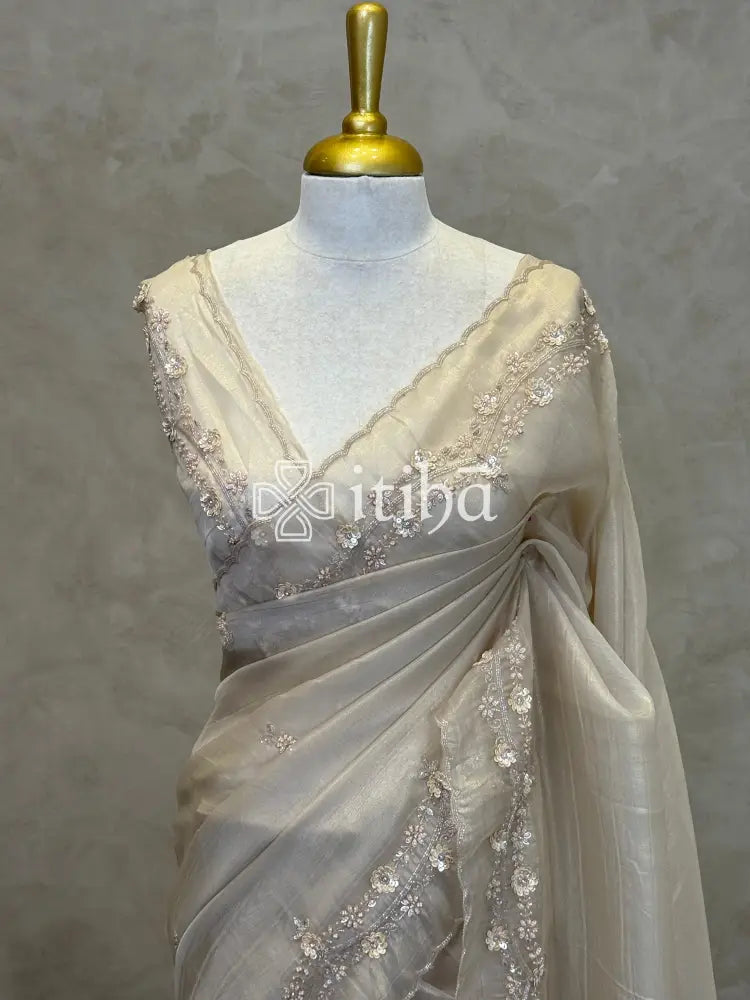 ORGANZA HAND EMBROIDERY DESIGNER SAREE