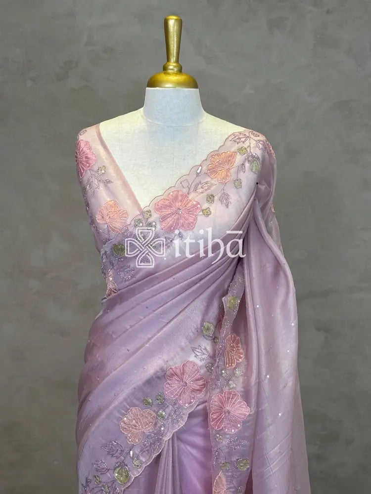 ORGANZA HAND EMBROIDERY DESIGNER SAREE