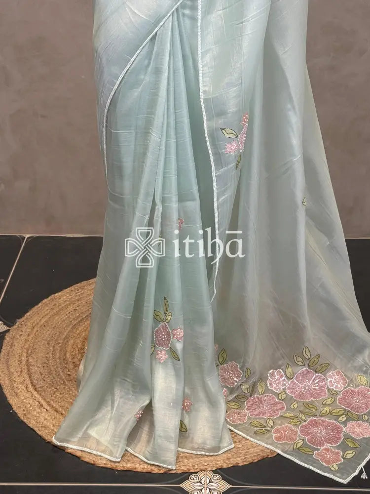 ORGANZA HAND EMBROIDERY DESIGNER SAREE