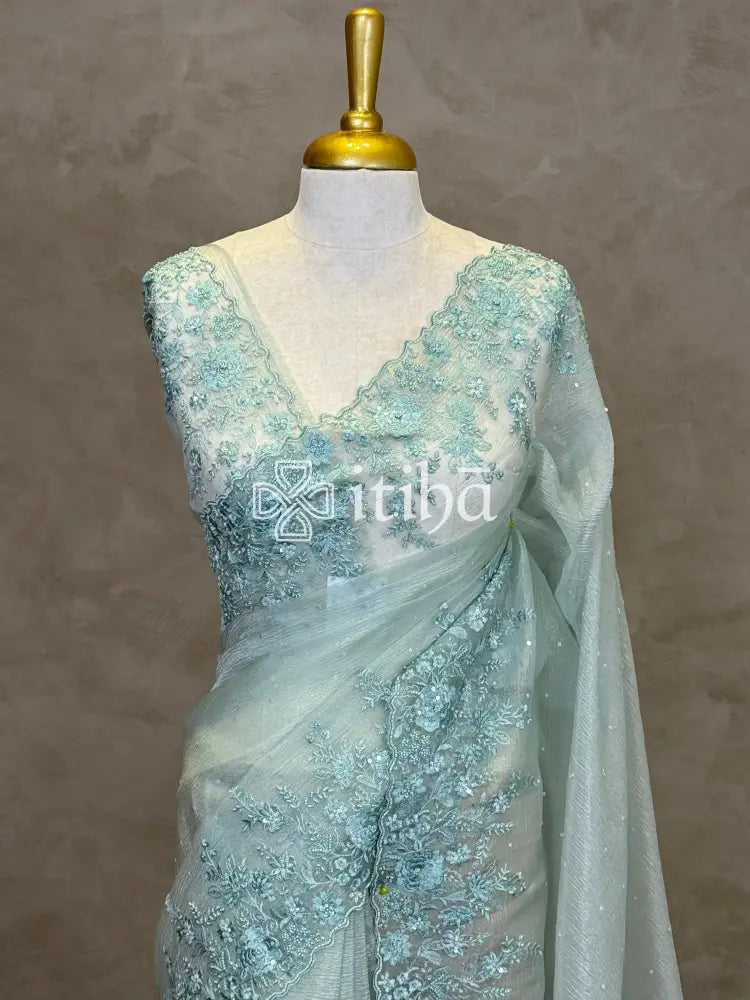 ORGANZA HAND EMBROIDERY DESIGNER SAREE