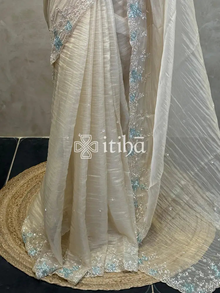ORGANZA HAND EMBROIDERY DESIGNER SAREE