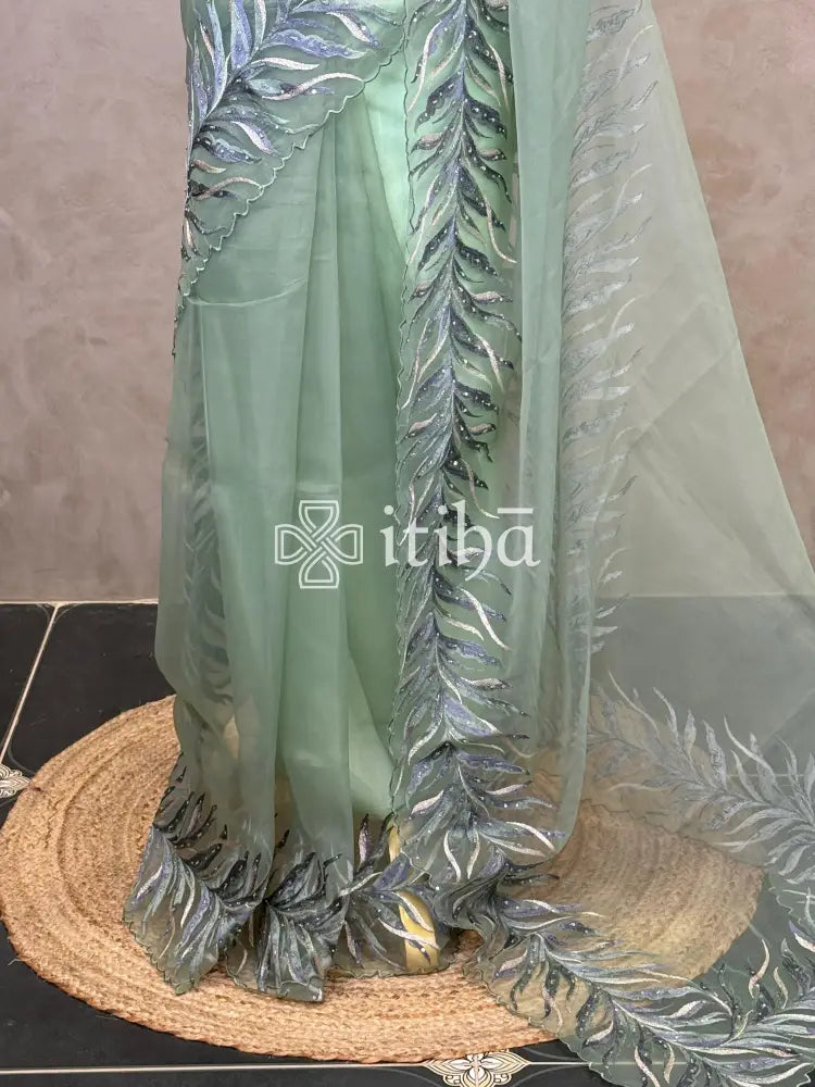 ORGANZA HAND EMBROIDERY DESIGNER SAREE