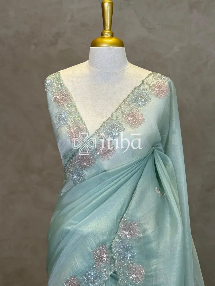 ORGANZA HAND EMBROIDERY DESIGNER SAREE