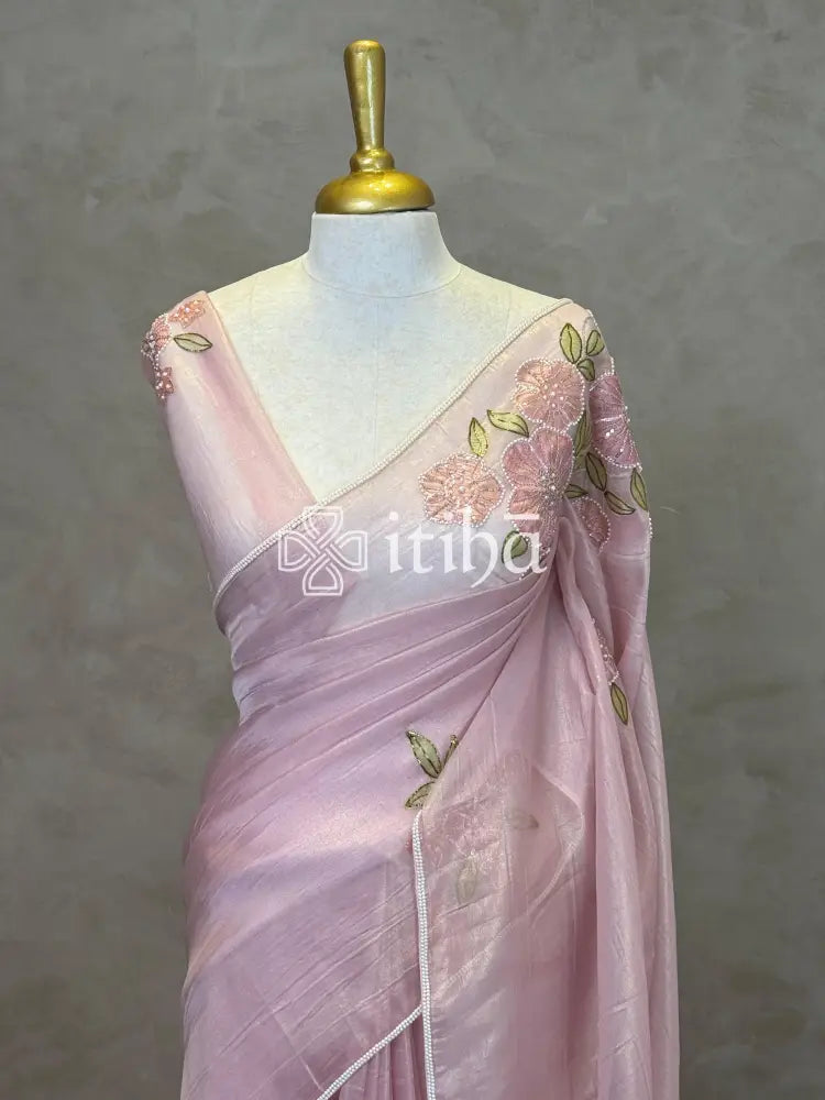 ORGANZA HAND EMBROIDERY DESIGNER SAREE