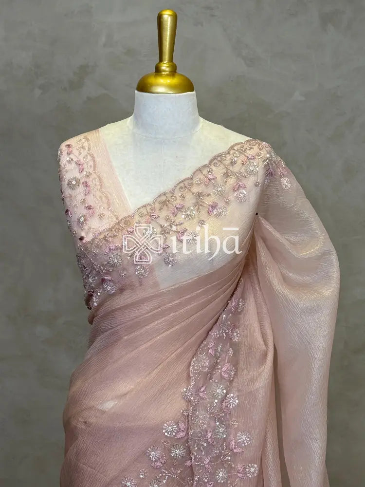 ORGANZA HAND EMBROIDERY DESIGNER SAREE