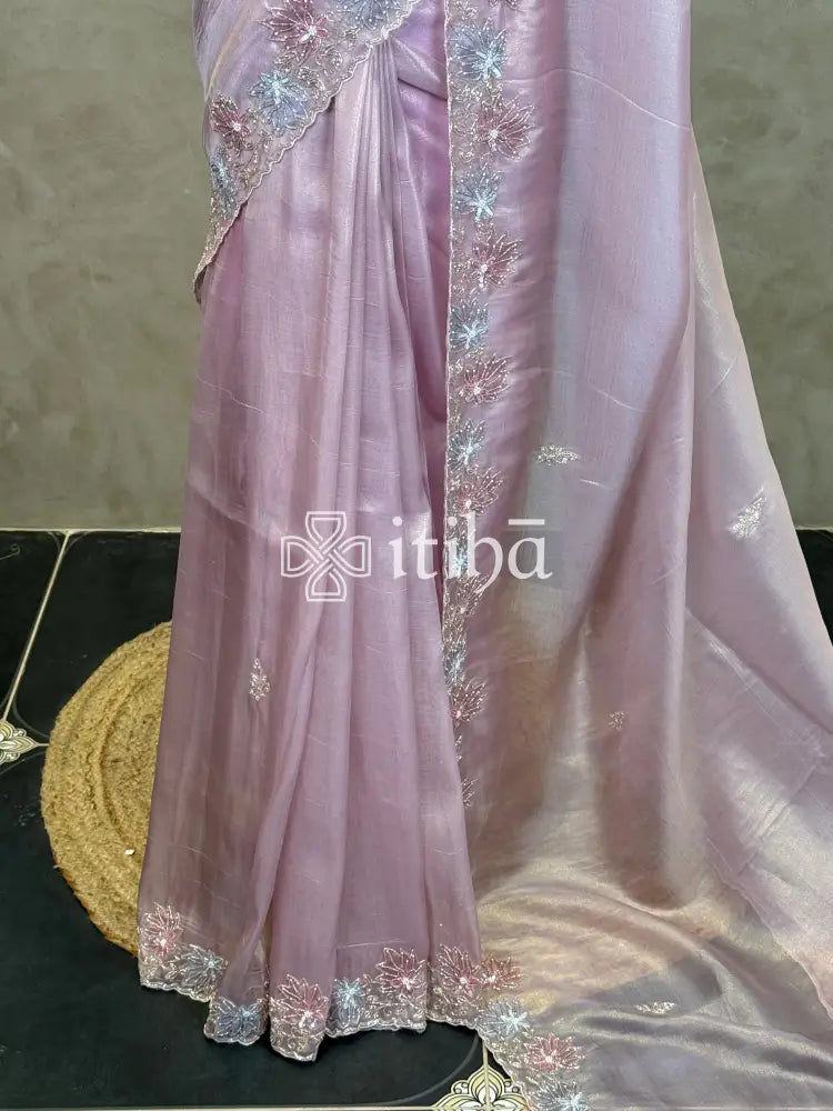 ORGANZA HAND EMBROIDERY DESIGNER SAREE