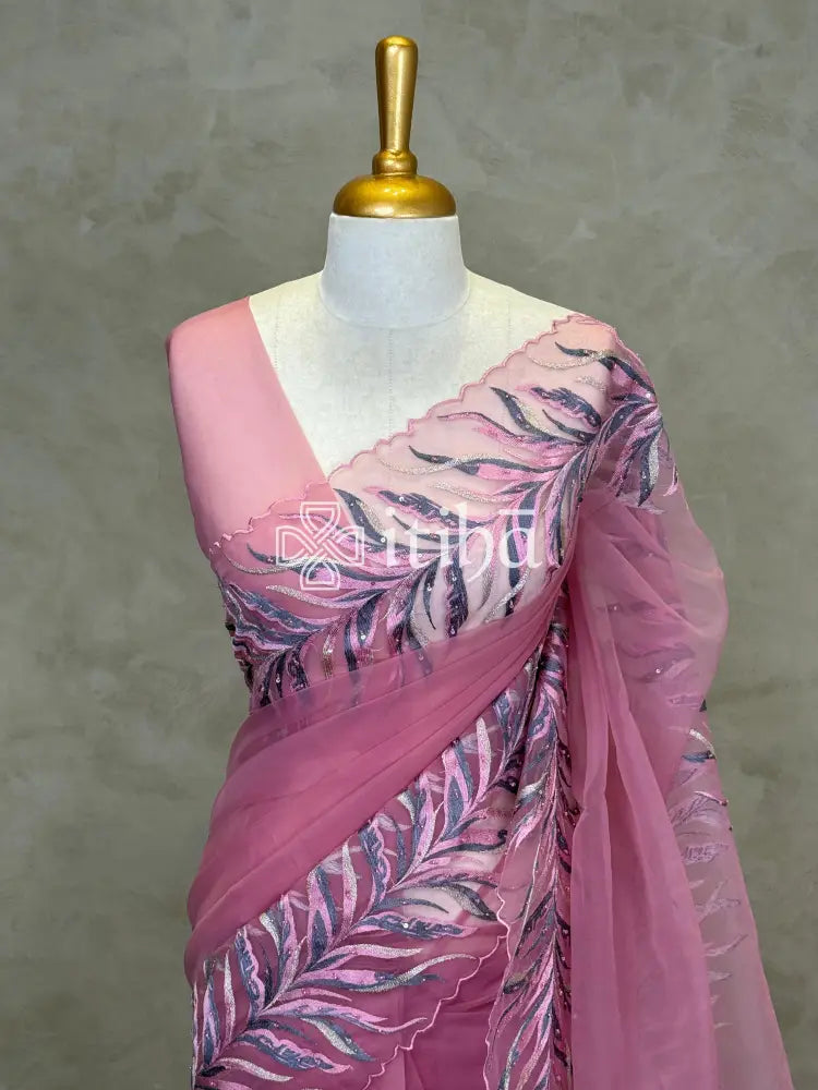 ORGANZA HAND EMBROIDERY DESIGNER SAREE