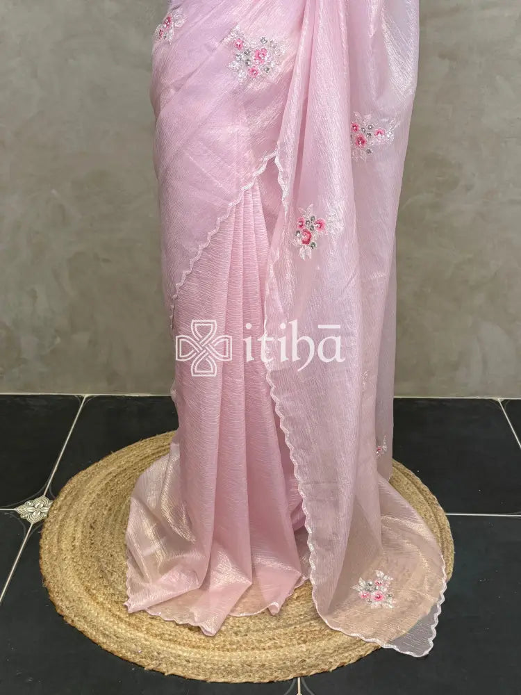 ORGANZA HAND EMBROIDERY DESIGNER SAREE