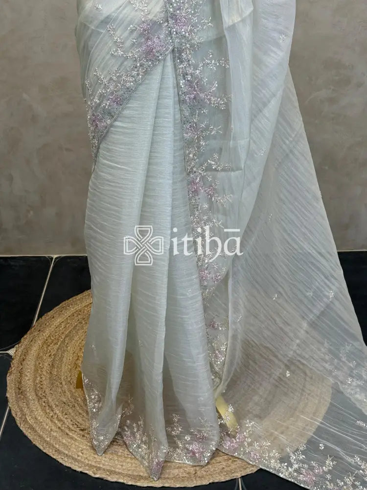 ORGANZA HAND EMBROIDERY DESIGNER SAREE