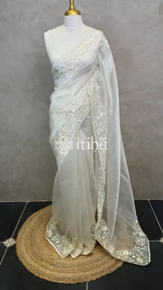 ORGANZA HAND EMBROIDERY DESIGNER SAREE