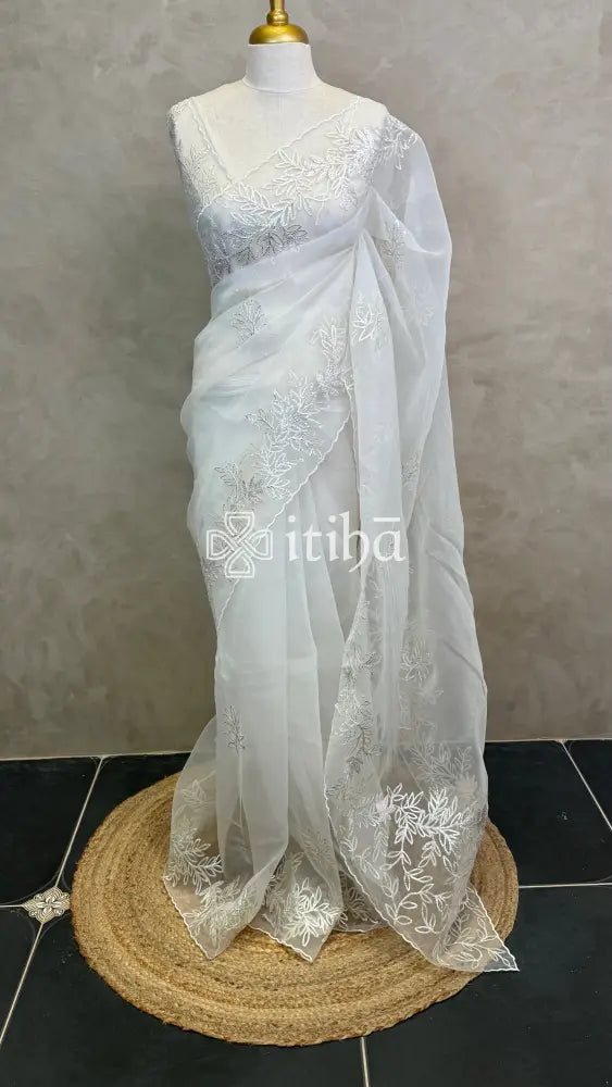 ORGANZA HAND EMBROIDERY DESIGNER SAREE