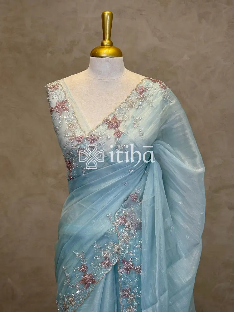 ORGANZA HAND EMBROIDERY DESIGNER SAREE