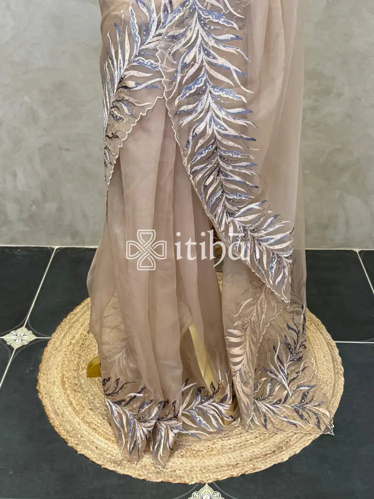 ORGANZA HAND EMBROIDERY DESIGNER SAREE