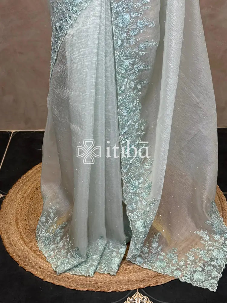 ORGANZA HAND EMBROIDERY DESIGNER SAREE