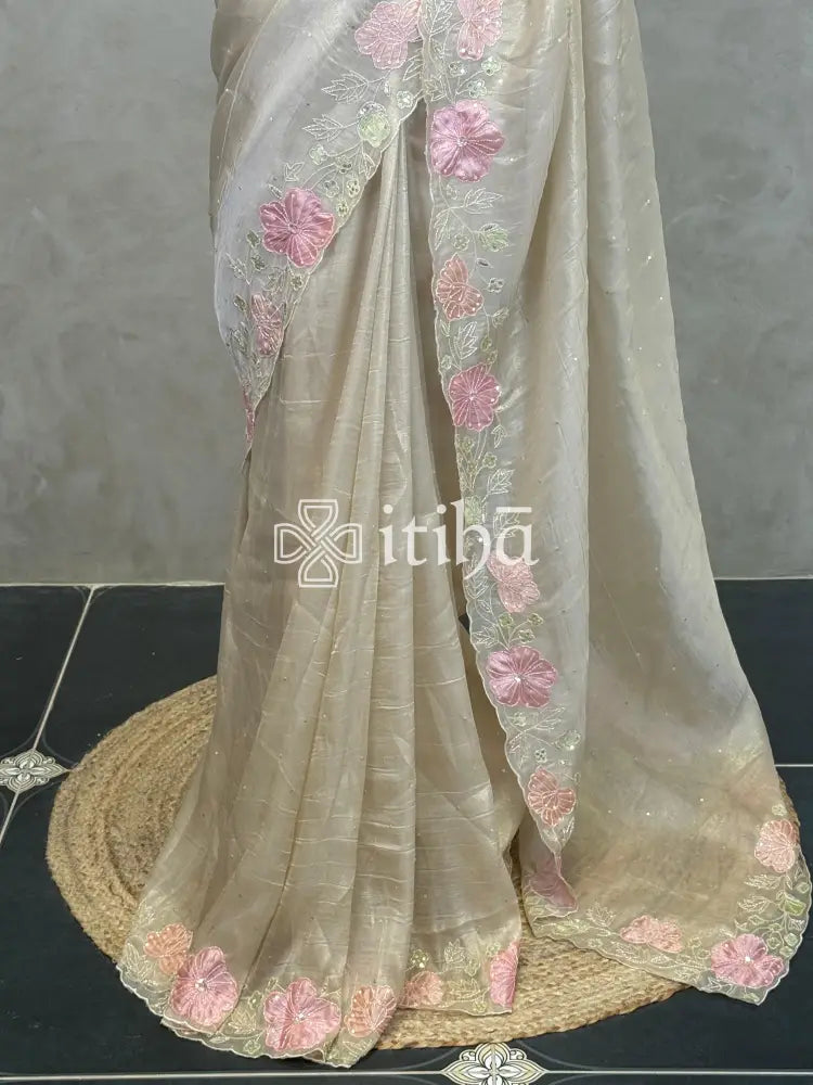 ORGANZA HAND EMBROIDERY DESIGNER SAREE